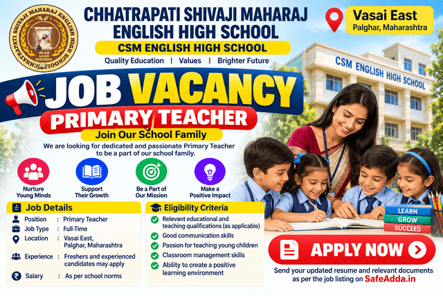 Primary Teacher Vacancy – CSM English High School